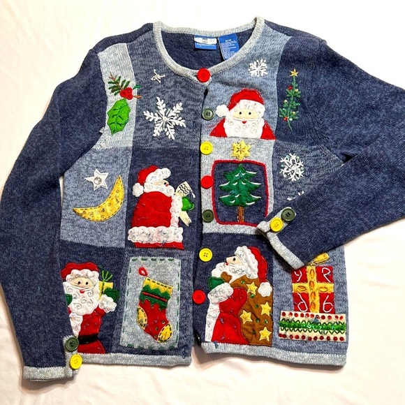 Vintage Christmas Santa Appliqué Sweater – Size M - Picture 1 of 8